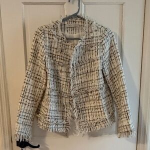Chic Cream and Black Tweed Blazer